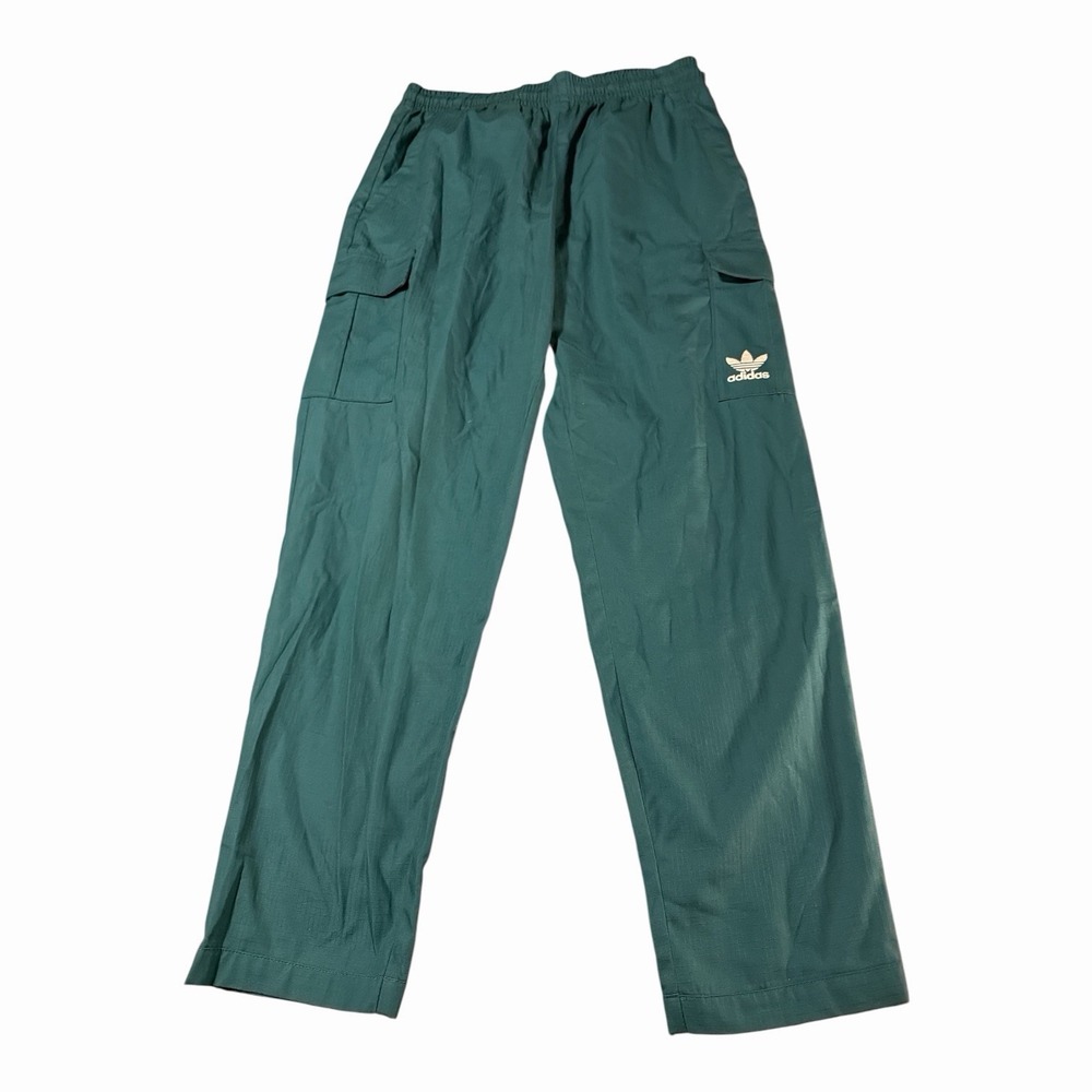 Adidas Originals cargo pants men's medium green cotton ripstop Trefoil utility
